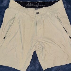Eddie Bauer Men's Light Tan Flat Front Shorts